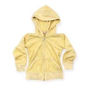 ☀️SALE☀️ Vtg Juicy Couture Girl's Yellow French Terrycloth Zip Hoodie Size: 4